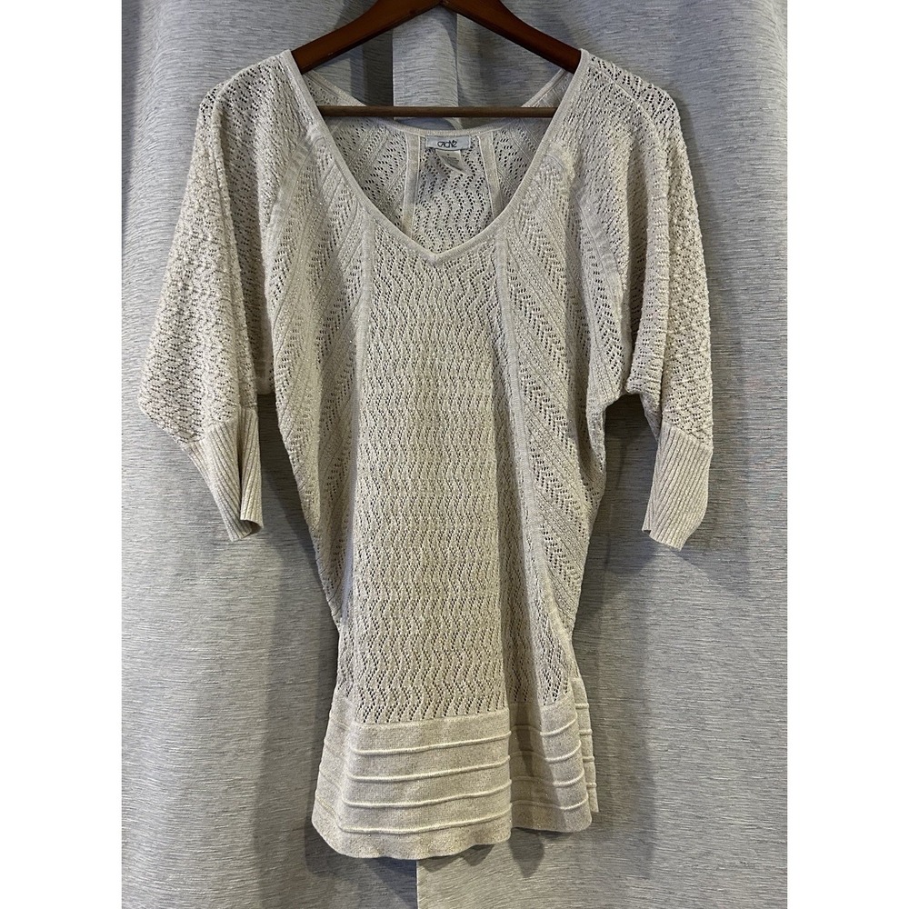 Vintage Cache Glittery Knit top‎ Beige Y2K. Sz. M